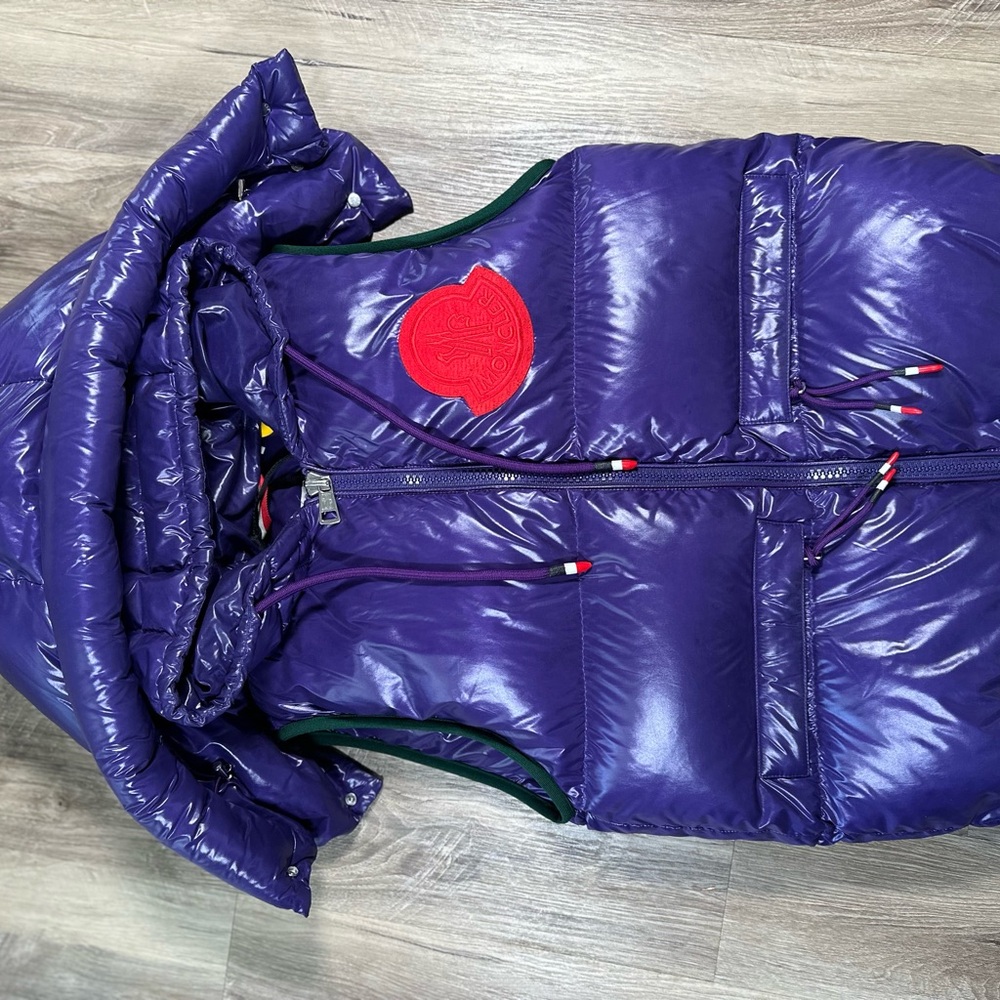 Moncler Shiny Purple Kids Puffer Vest with Hood